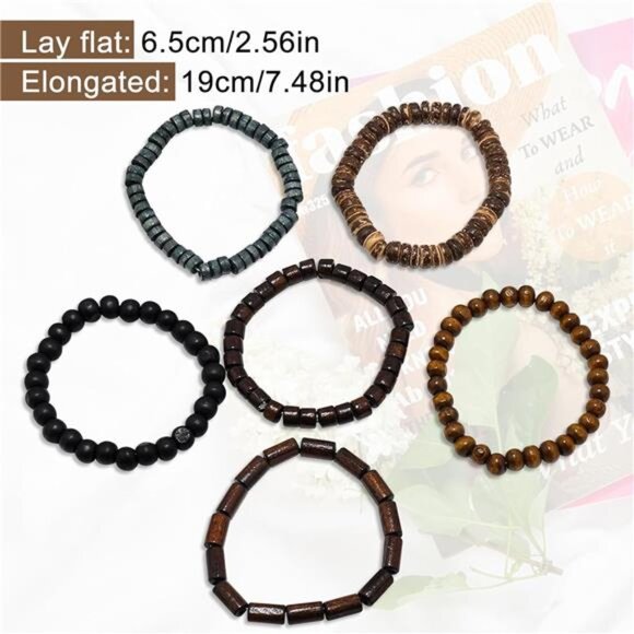 Gothic Bracelet Set Adjustable Punk Leather Beaded Cuff Bangles Grunge Emo - Picture 5 of 7